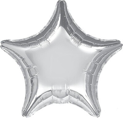 Helium Filled Solid Colour Foil 18" Silver Foil Star Balloon