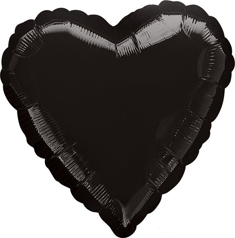 Helium Filled Solid Colour 18&quot; Black Foil Heart Balloon