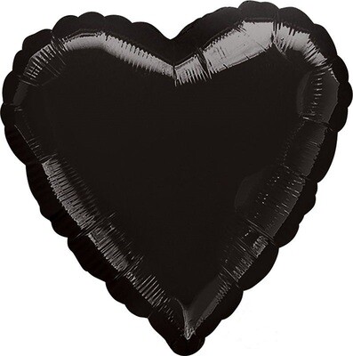 Helium Filled Solid Colour 18" Black Foil Heart Balloon