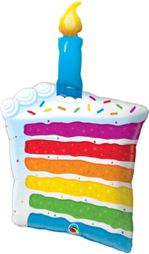 Qualatex Supershape Foil Balloon Rainbow Cake &amp; Candle 42‘’ *Helium Filled with Weight*