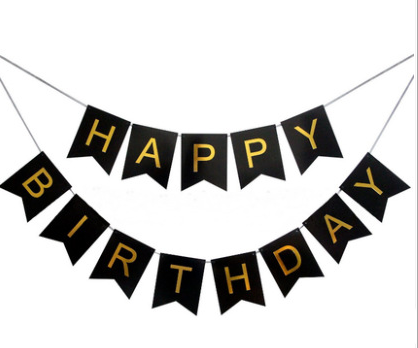 Happy Birthday Banner Black