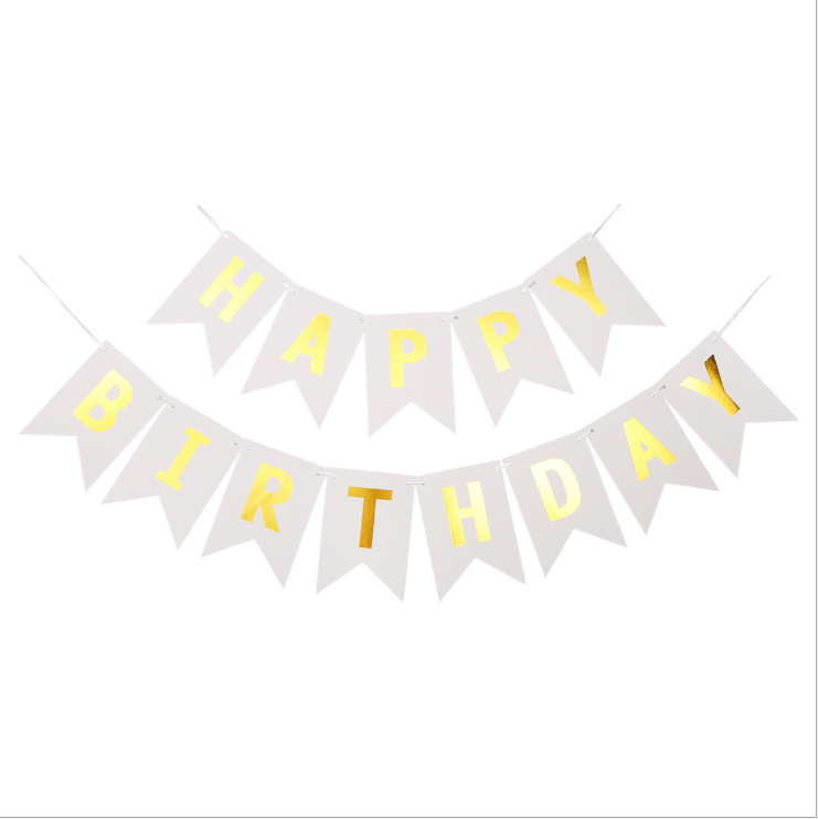 Happy Birthday Banner White