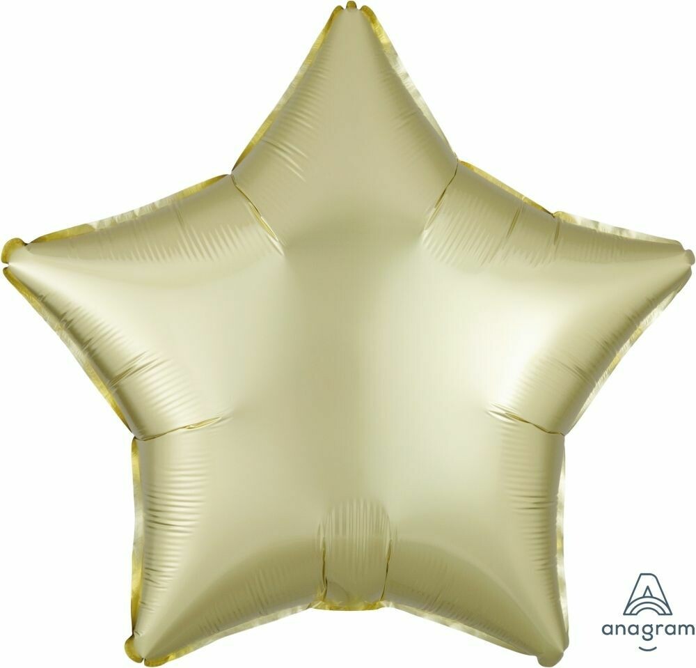 Helium Filled Solid Colour Foil 18&quot; Star Satin Luxe Pastel Yellow