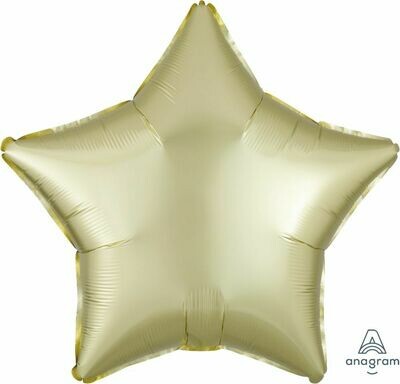 Helium Filled Solid Colour Foil 18" Star Satin Luxe Pastel Yellow