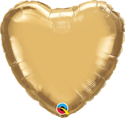 Helium filled Solid Colour Foil 18" Heart Chrome Gold