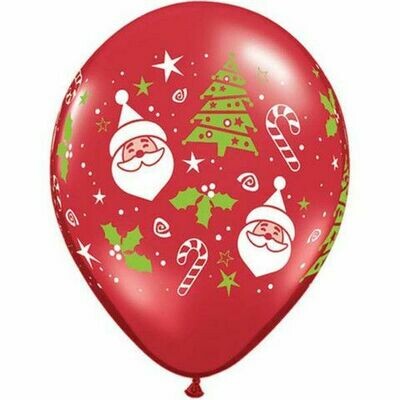 Santa &amp; Christmas Tree 11 inch Latex Balloon
