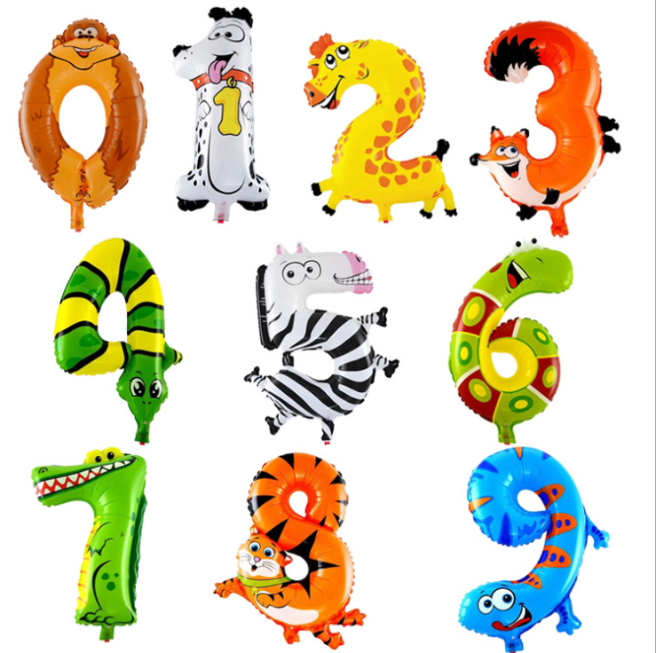 16&quot;/35 cm Animal Number Foil Balloon 0-9 (can&#39;t float)