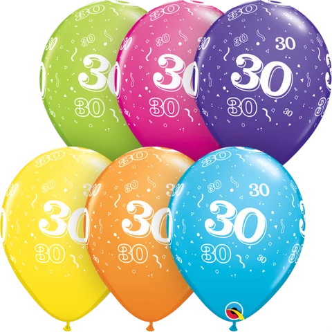 30th Birthday 30 cm Tropical Assorted Helium Latex Balloon