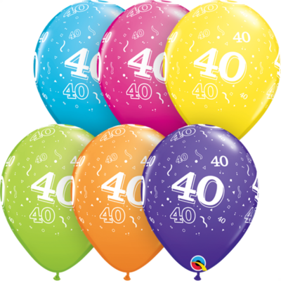 40th Birthday 30 cm Tropical Assorted Helium Latex Balloon