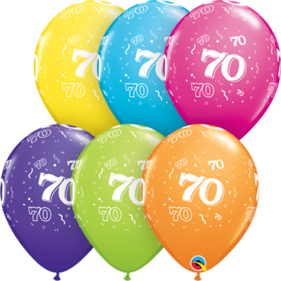 70th Birthday 30 cm Tropical Assorted Helium Latex Balloon