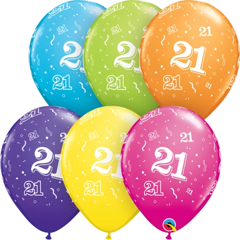 21st Birthday 30 cm Tropical Assorted Helium Latex Balloon