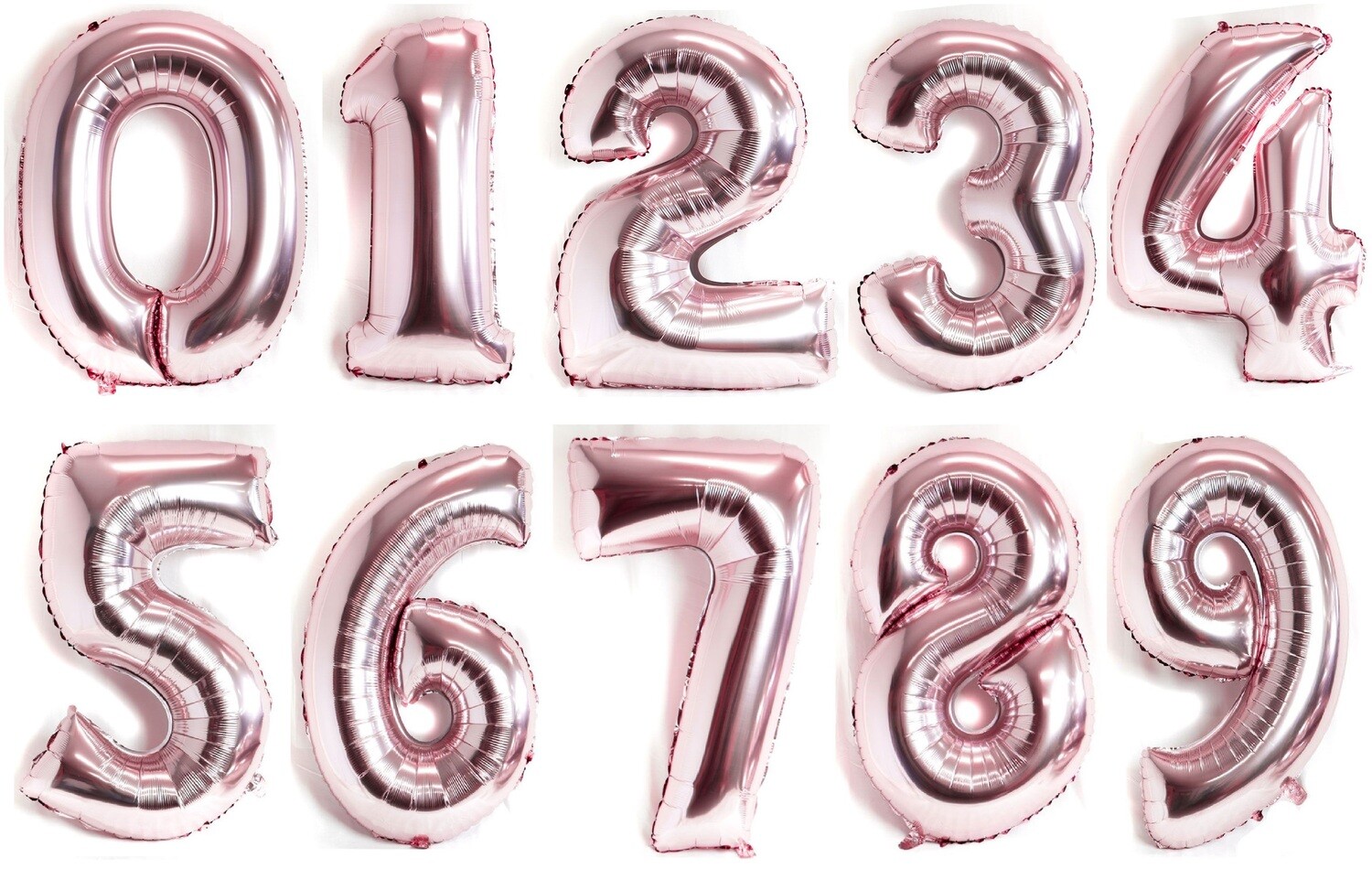 40&quot;/90 cm Light Pink Jumbo Number Foil Balloon 0-9 Helium Filled with Weight