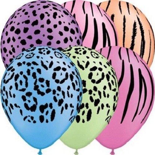 Neon Safari Assortment 30 cm Helium Latex Balloon