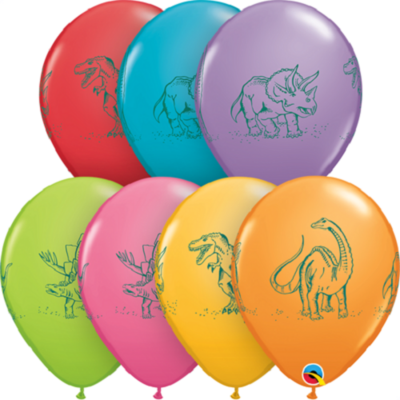 Dinosaurs in Action (4 side print) Assortment 30 cm Helium Latex Balloon