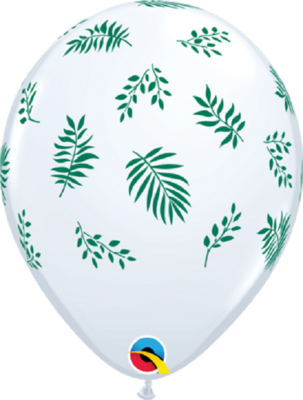 White Tropical Greenery 30 cm Helium Latex Balloon
