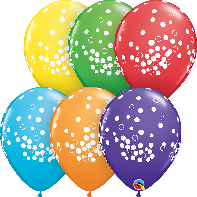 Confetti Dots (Rainbow Assorted) 30 cm Helium Latex Balloon