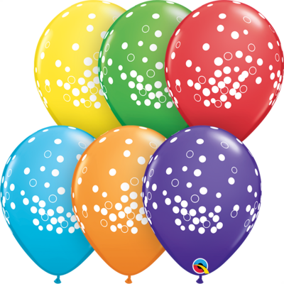 Confetti Dots (Rainbow Assorted) 30 cm Helium Latex Balloon