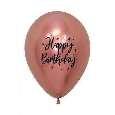 30cm Reflex Rose Gold Happy Birthday Radiant Latex Balloons
