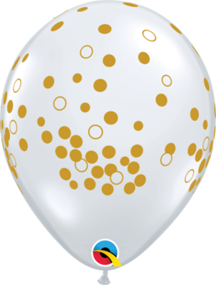 30cm Confetti Dots (Diamond Clear Gold Print) Latex Balloons