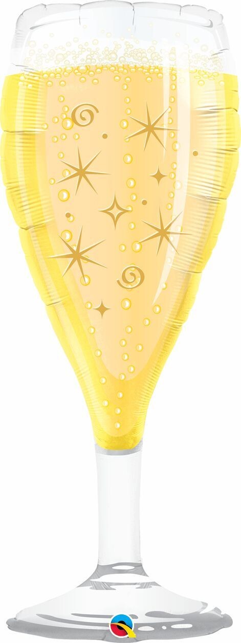 Bubbly Wine Glass Foi Balloon 39"/99 cm *Helium Filled with Weight*