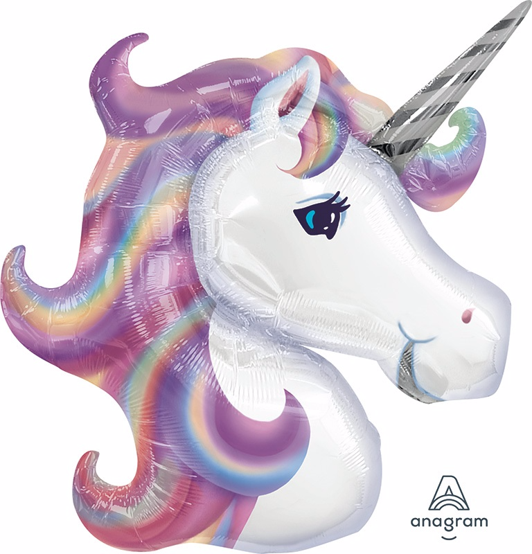 Qualatex Supershape Foil Balloon Pastel Unicorn Head (83cm x 73cm) *Helium Filled with Weight*