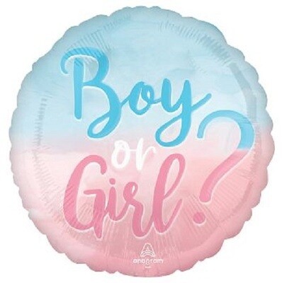 18&quot;/45 cm The Genger Reveal Boy or Girl? Foil Balloon *Helium Filled*