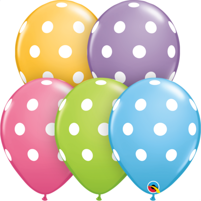 Big Polka Dots (Pastel Assortment) 30 cm Helium Latex Balloon