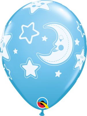 Baby Blue Moon & Stars Asst 30 cm Helium Latex Balloon
