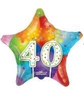 18"/45 cm Birthday Candles Foil Balloon 40th *Helium Filled*