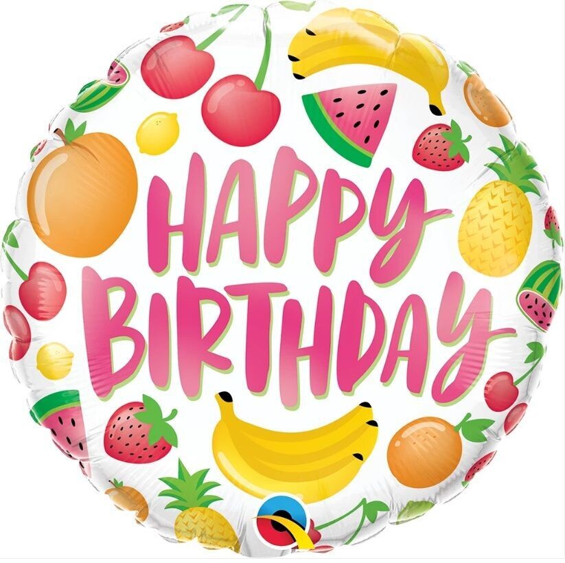 18&quot;/45 cm Birthday Fruits Foil Balloon *Helium Filled*