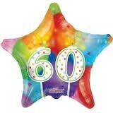 18"/45 cm Birthday Candles Foil Balloon 60th *Helium Filled*
