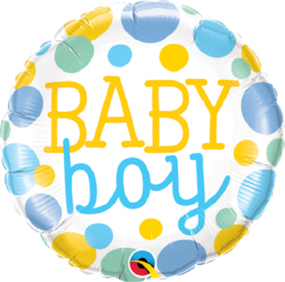 18&quot;/45 cm Baby Boy Dots Foil Balloon *Helium Filled*