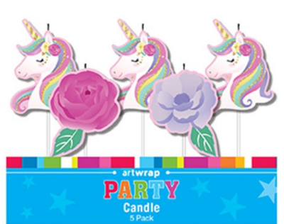5 Unicorn Cake Birthday Candles