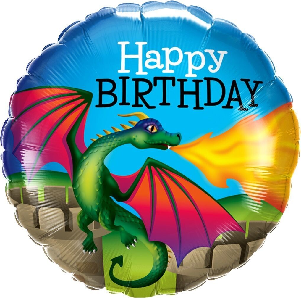 18"/45 cm Birthday Magical Dragon Foil Balloon