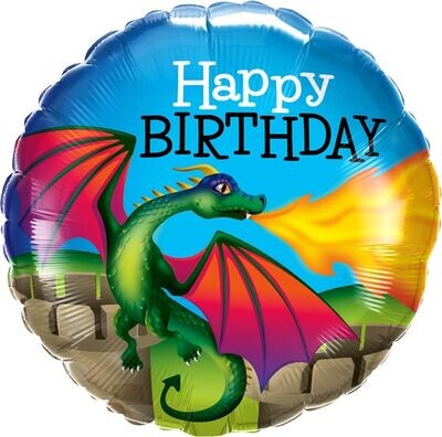 18"/45 cm Birthday Magical Dragon Foil Balloon