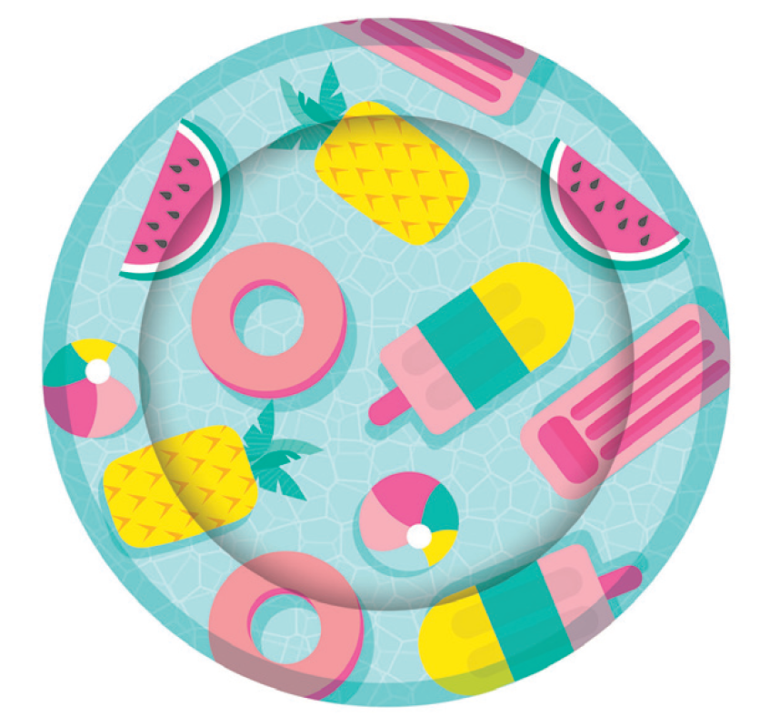 8pk Tropical Party Paper Plates 23 cm