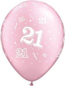 21st Birthday 30 cm Pearl Light Pink Helium Latex Balloon