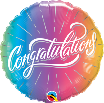 18"/45 cm Congratulations Vibrant Ombre Balloons Foil Balloon *Helium Filled*