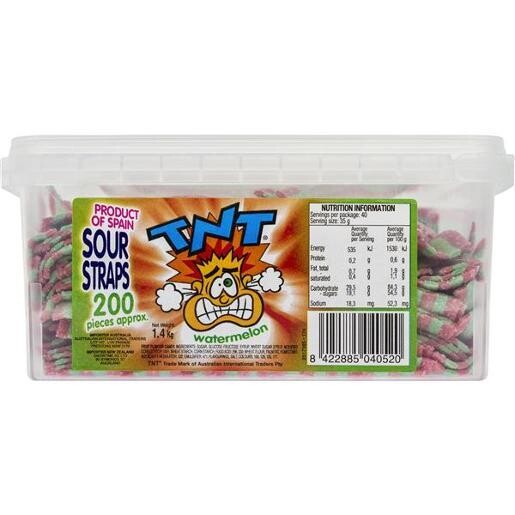 TNT WATERMELON SOUR STRAPS 200S 1.4 kg