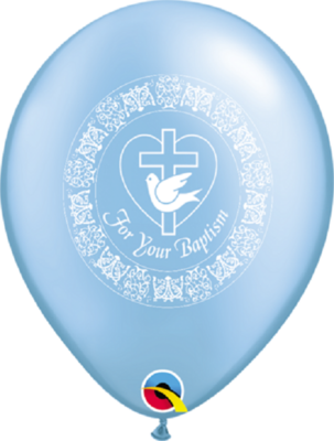 30cm For Your Baptism (Pearl Azure) two sided print Latex Balloons