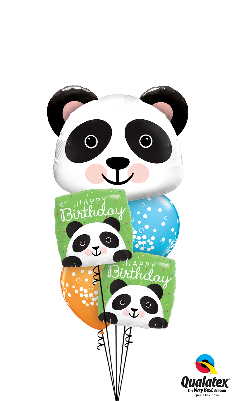Fuzzy-Wuzzy Birthday Pandas Balloon Bouquet