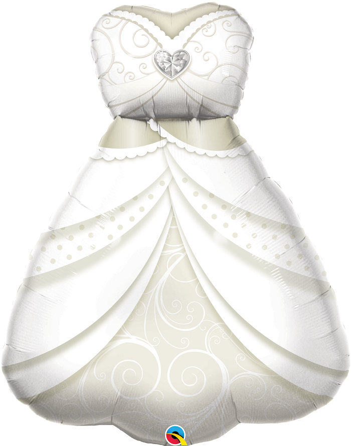 Qualatex Supershape Foil Balloon Bride&#39;s Wedding Dress SW 38‘’ *Helium Filled with Weight*
