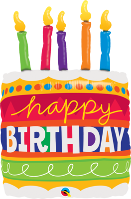 Qualatex Supershape Foil Balloon Birthday Cake &amp; Candles 35‘’ *Helium Filled with Weight*