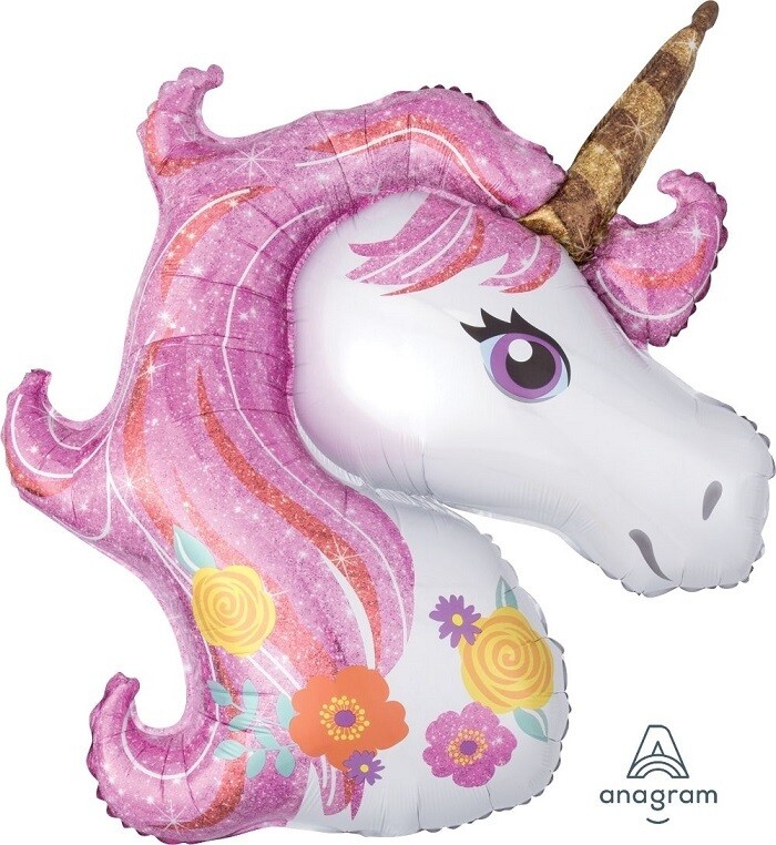 Qualatex Supershape Foil Balloon Magical Unicorn (83cm x 73cm) *Helium Filled with Weight*