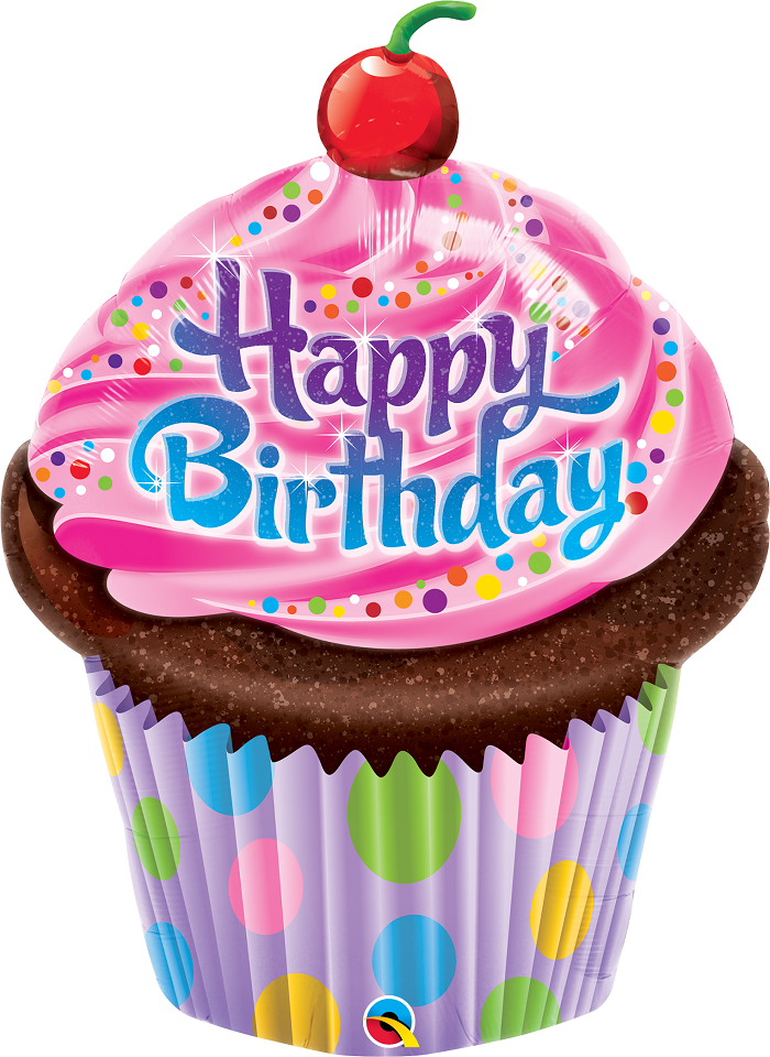 Qualatex Supershape Foil Balloon Birthday Frosted Cupcake 35‘’ *Helium Filled with Weight*