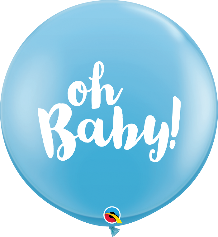 36 inch/90 cm Oh Baby Latex Balloon Pale Blue