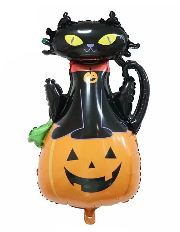 58 cm Helium Halloween Pumpkin &amp; Cat Foil Balloon