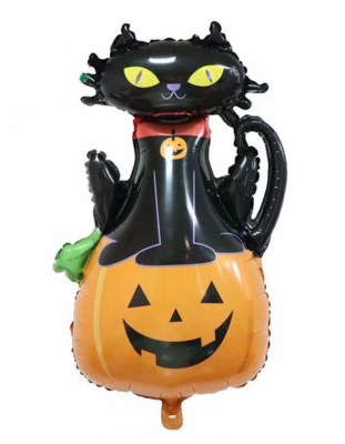 58 cm Helium Halloween Pumpkin &amp; Cat Foil Balloon