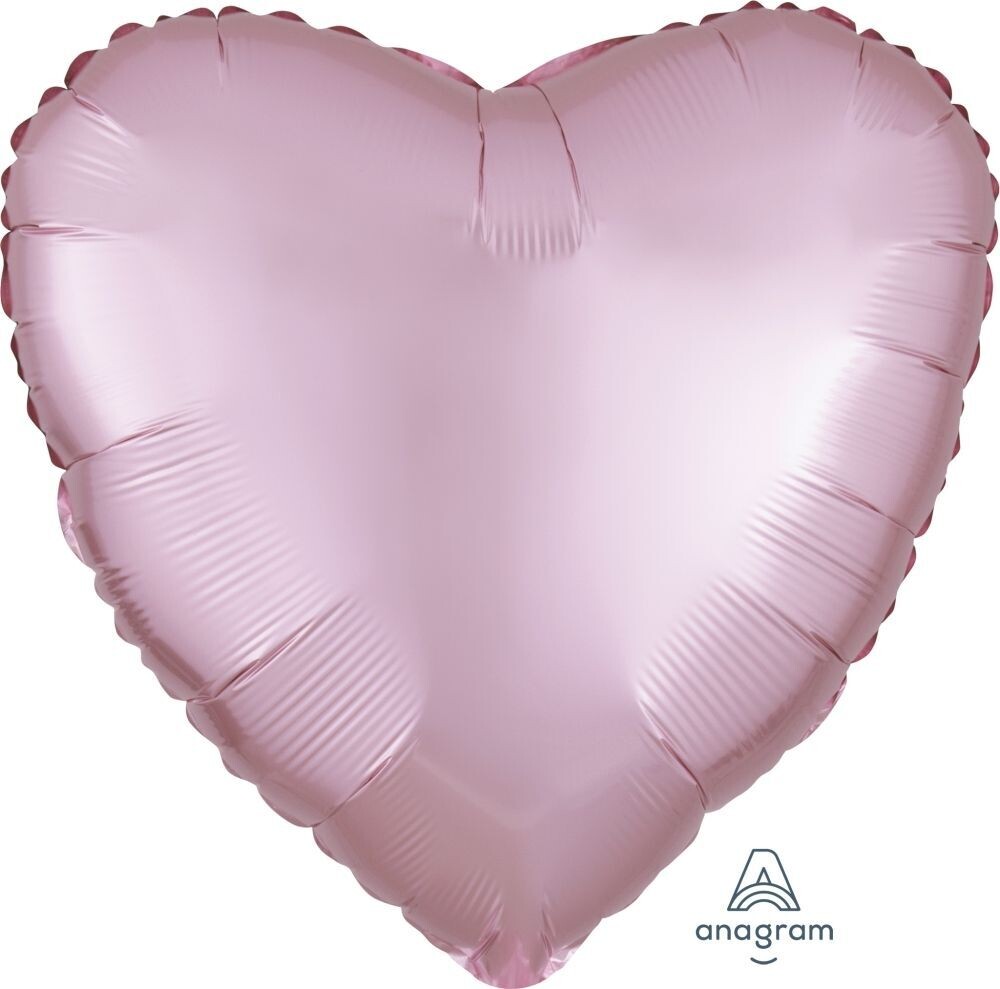Helium Filled Solid Colour Foil 18&quot; Heart Satin Luxe Pastel Pink