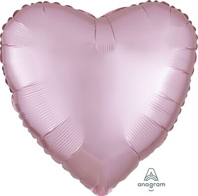 Helium Filled Solid Colour Foil 18&quot; Heart Satin Luxe Pastel Pink